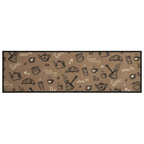 Vidaxl keukenmat wasbaar ochtendprint 45x150 cm fluweel bruin