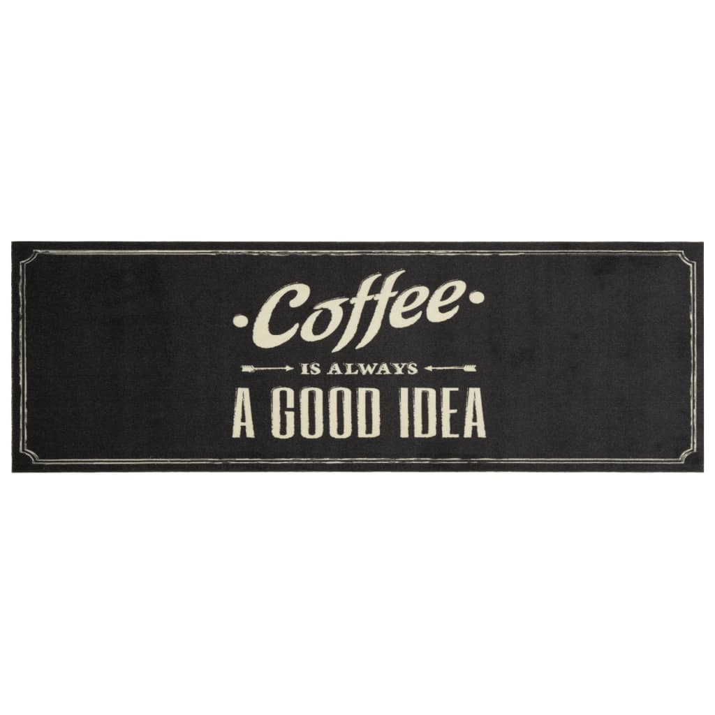 Vidaxl keukenmat wasbaar koffietekst 60x180 cm fluweel