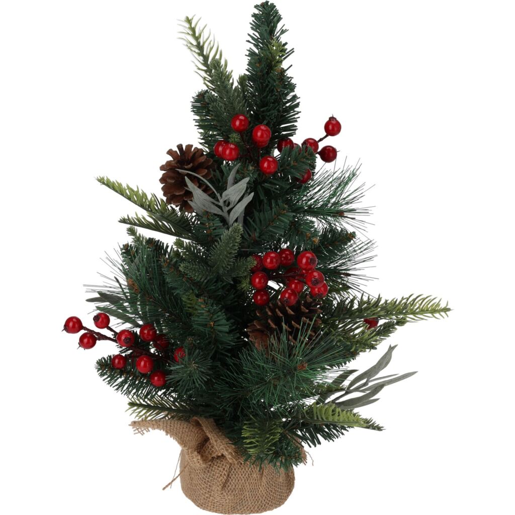 Overige Merken Decoratie Kunst Kerstboompje 45 cm Groen Rood