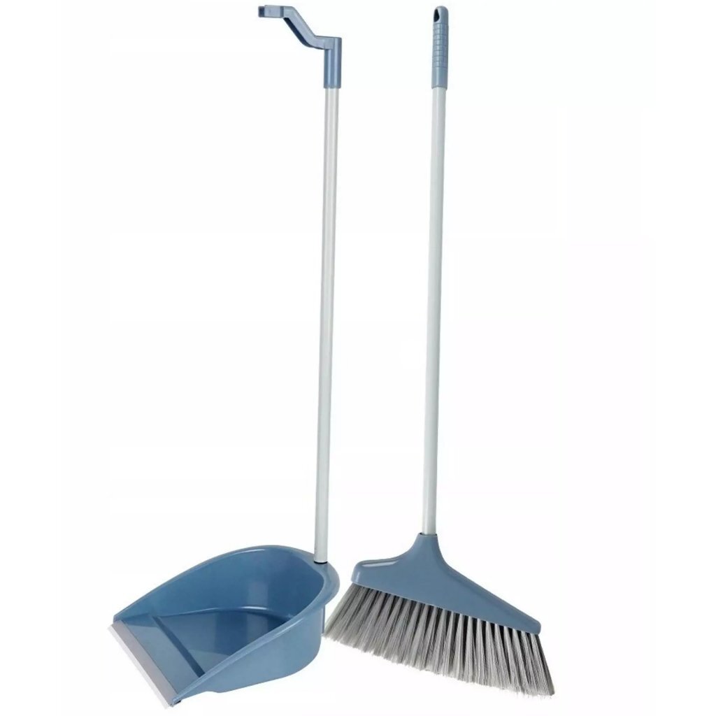 Overige merken stoffer en blik met lange steel blauw