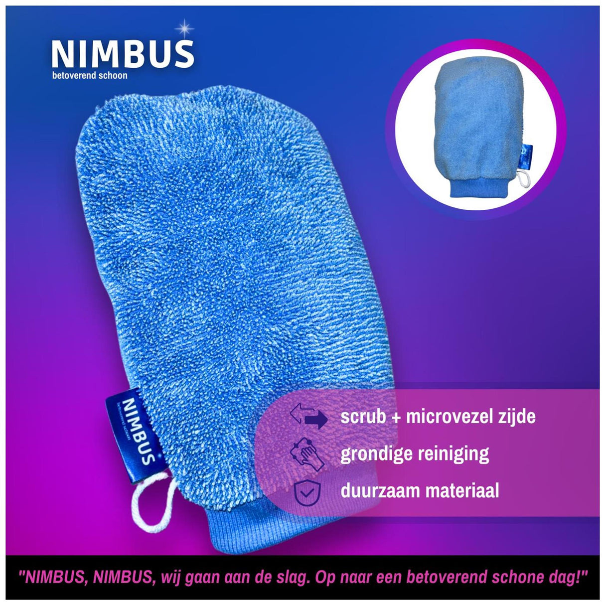 Nimbus magic schoonmaakhandschoen scrub + microvezel zijde