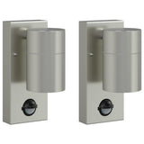 Vidaxl buiten wandlamp 2 pcs zilver 6,5 x 10,5 x 16 cm rvs en glas