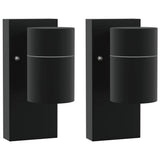 Vidaxl buiten wandlamp 2 pcs zwart 6,5 x 10,5 x 16 cm rvs en glas