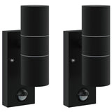 Vidaxl buiten wandlamp 2 pcs zwart 7 x 10 x 22 cm rvs en glas