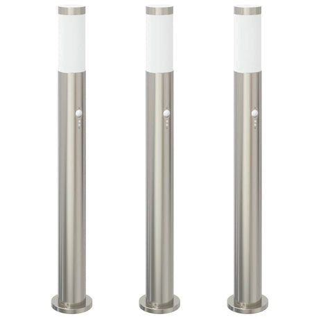 Vidaxl bolderverlichting met sensor 3 stuks 80 cm rvs ip44