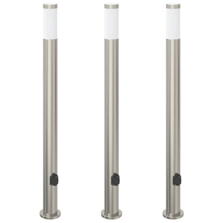 Vidaxl bolderverlichting met stopcontact 3 stuks 110 cm roestvrij staal ip44