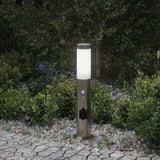 Vidaxl bolderverlichting met sensor en stopcontact 50 cm roestvrij staal ip44