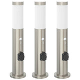 Vidaxl bolderverlichting met sensor en stopcontact 3 stuks 50 cm roestvrij staal ip44