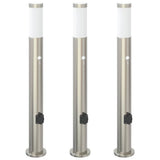 Vidaxl bolderverlichting met sensor en stopcontact 3 stuks 80 cm roestvrij staal ip44