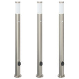 Vidaxl bolderverlichting met sensor en stopcontact 3 stuks 110 cm roestvrij staal ip44