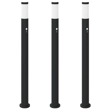 Vidaxl bolderverlichting met sensor 3 stuks 110 cm rvs ip44