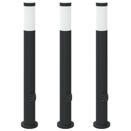 Vidaxl bolderverlichting met stopcontact 3 stuks 80 cm roestvrij staal ip44