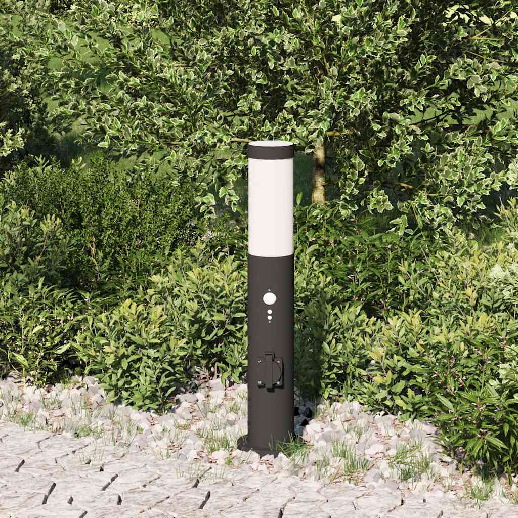 Vidaxl bolderverlichting met sensor en stopcontact 50 cm roestvrij staal ip44