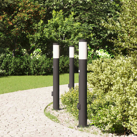 Vidaxl bolderverlichting met sensor en stopcontact 3 stuks 80 cm roestvrij staal ip44