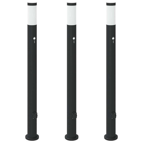 Vidaxl bolderverlichting met sensor en stopcontact 3 stuks 110 cm roestvrij staal ip44