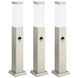 Vidaxl bolderverlichting met sensor 3 stuks 50 cm rvs ip44