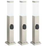 Vidaxl bolderverlichting met stopcontact 3 stuks 50 cm rvs ip44