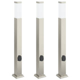 Vidaxl bolderverlichting met stopcontact 3 stuks 80 cm rvs ip44