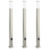 Vidaxl bolderverlichting met stopcontact 3 stuks 110 cm rvs ip44