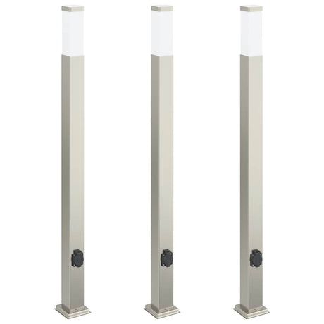 Vidaxl bolderverlichting met stopcontact 3 stuks 110 cm rvs ip44