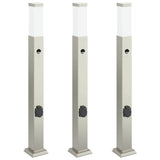 Vidaxl bolderverlichting met sensor en stopcontact 3 stuks 80 cm roestvrij staal ip44