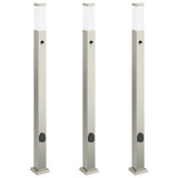 Vidaxl bolderverlichting met sensor en stopcontact 3 stuks 110 cm roestvrij staal ip44
