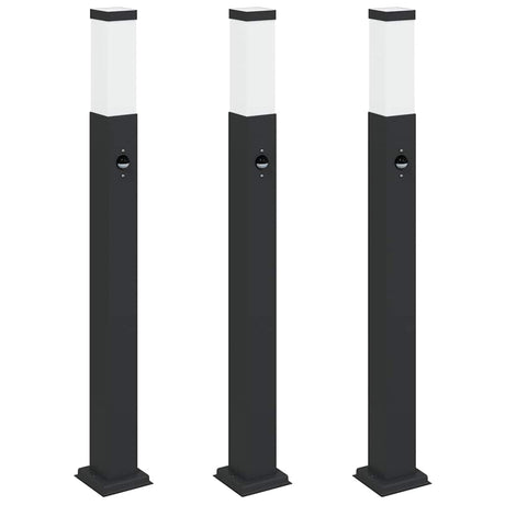 Vidaxl bolderverlichting met sensor 3 stuks 80 cm zwart ip44