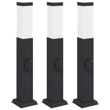 Vidaxl bolderverlichting met stopcontact 3 stuks 50 cm zwart ip44