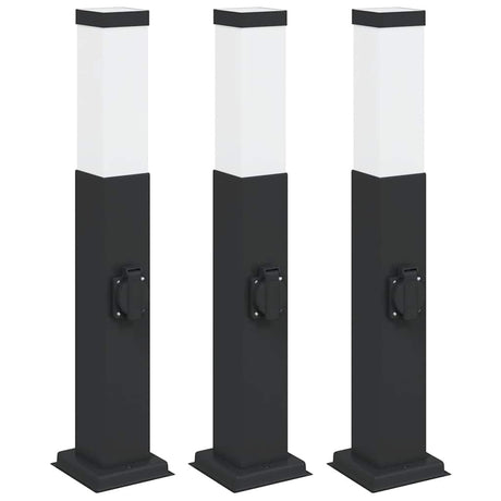Vidaxl bolderverlichting met stopcontact 3 stuks 50 cm zwart ip44