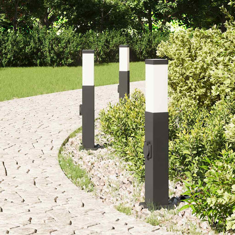 Vidaxl bolderverlichting met stopcontact 3 stuks 50 cm zwart ip44