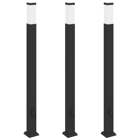 Vidaxl bolderverlichting met stopcontact 3 stuks 110 cm zwart ip44