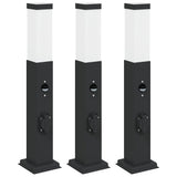Vidaxl bolderverlichting met sensor en stopcontact 3 stuks 50 cm zwart ip44