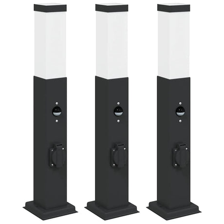 Vidaxl bolderverlichting met sensor en stopcontact 3 stuks 50 cm zwart ip44