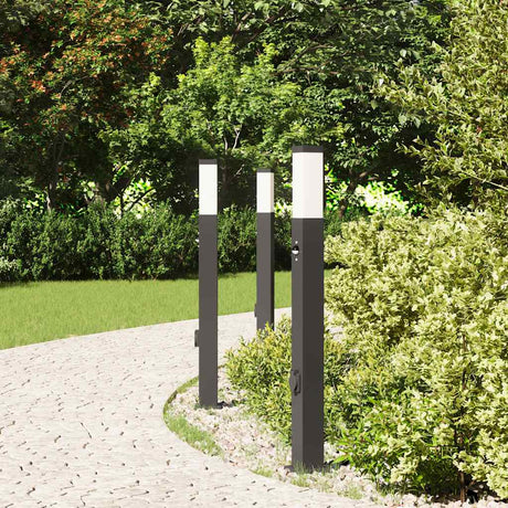 Vidaxl bolderverlichting met sensor en stopcontact 3 stuks 80 cm zwart ip44