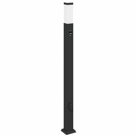 Vidaxl bolderarmatuur met sensor en stopcontact 110 cm zwart ip44