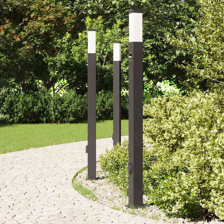 Vidaxl bolderverlichting met sensor en stopcontact 3 stuks 110 cm zwart ip44