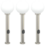Vidaxl bolderverlichting met stopcontact 3 stuks 80 cm rvs ip44