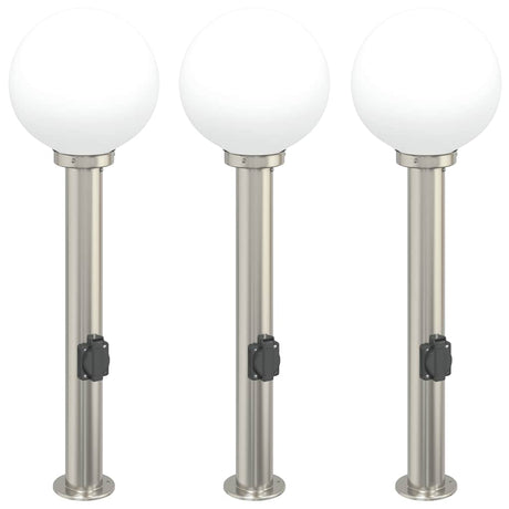 Vidaxl bolderverlichting met stopcontact 3 stuks 80 cm rvs ip44
