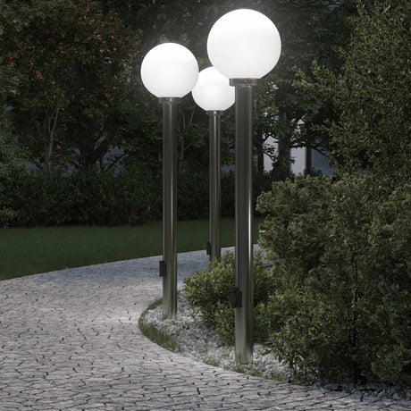 Vidaxl bolderverlichting met stopcontact 3 stuks 120 cm rvs ip44