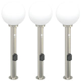 Vidaxl bolderverlichting met sensor en stopcontact 3 stuks 80 cm roestvrij staal ip44