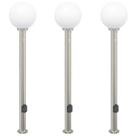 Vidaxl bolderverlichting met sensor en stopcontact 3 stuks 120 cm roestvrij staal ip44