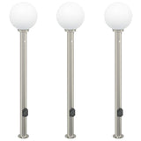 Vidaxl bolderverlichting met sensor en stopcontact 3 stuks 120 cm roestvrij staal ip44