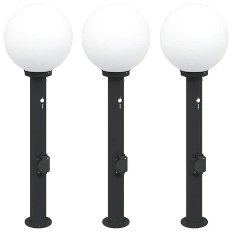 Vidaxl bolderverlichting met sensor en stopcontact 3 stuks 80 cm zwart ip44