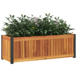 Vidaxl plantenbak 80x30x27,5 cm massief acaciahout en staal