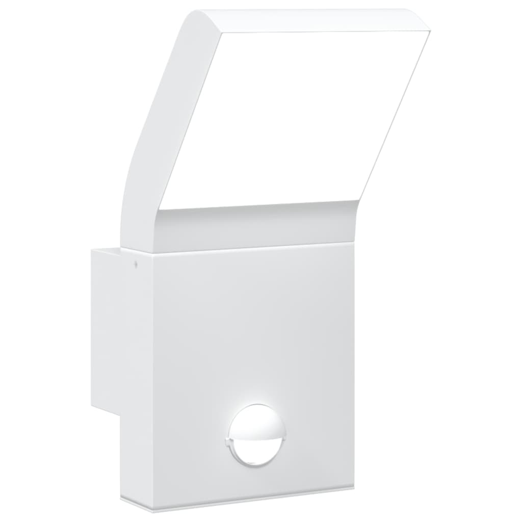 VidaXL Buitenwandlamp LED met sensors gegoten aluminium wit