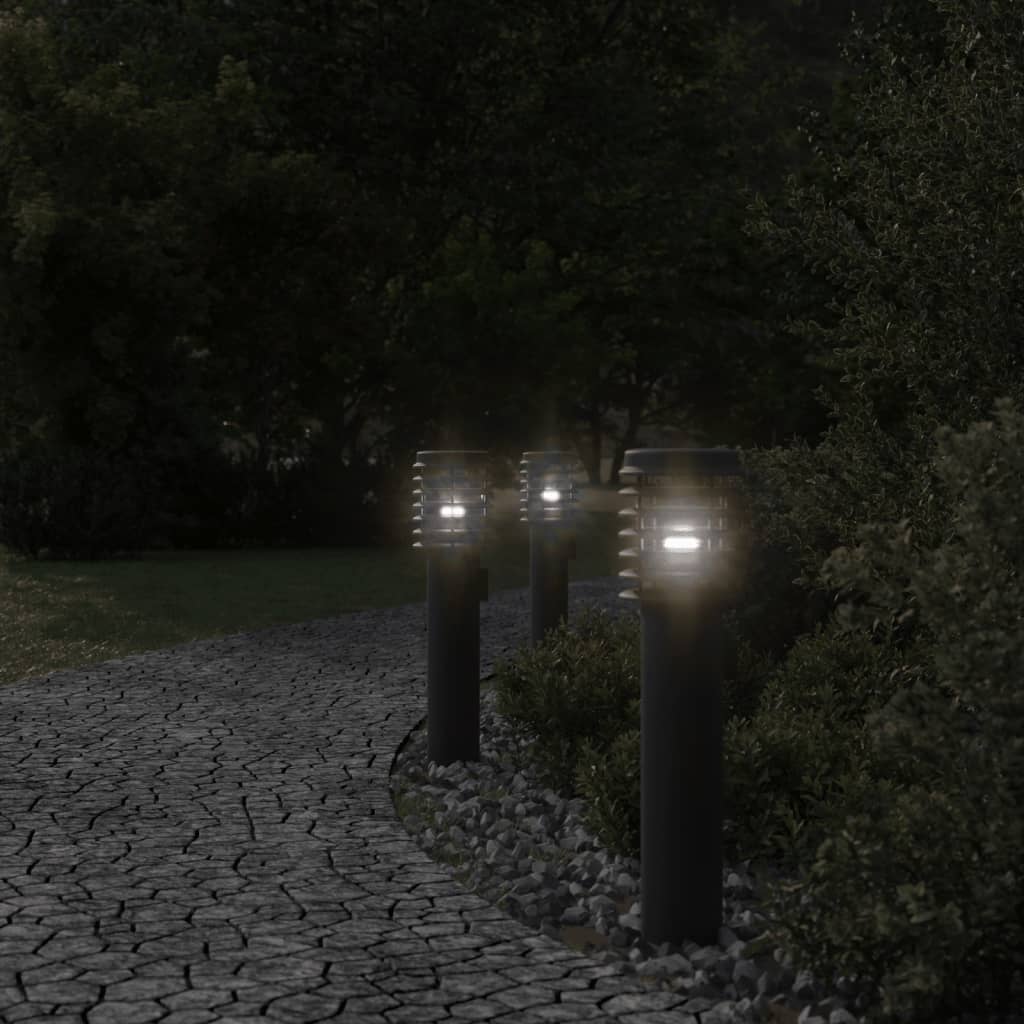 VidaXL Buitenvloerlampen 3 st stopcontact 60 cm roestvrijstaal zwart