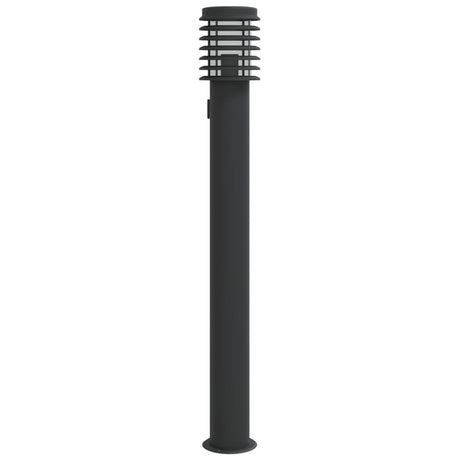 Vidaxl buitenvloerlamp met stopcontact 110 cm roestvrijstaal zwart
