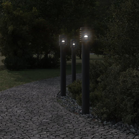 Vidaxl buitenvloerlampen 3 st stopcontact 110 cm roestvrijstaal zwart