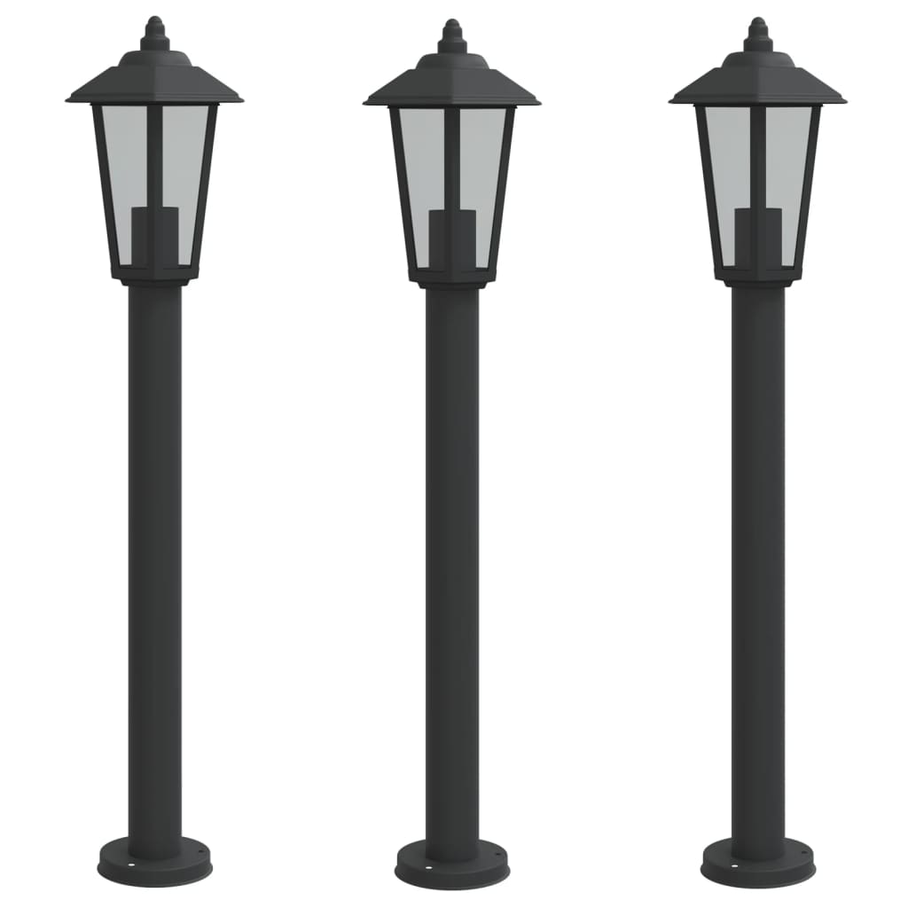 Vidaxl vloerlamp voor buiten 3 st 80 cm roestvrijstaal zwart