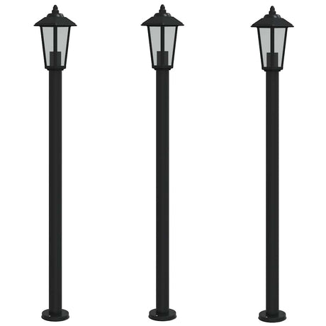 Vidaxl vloerlamp voor buiten 3 st 120 cm roestvrijstaal zwart